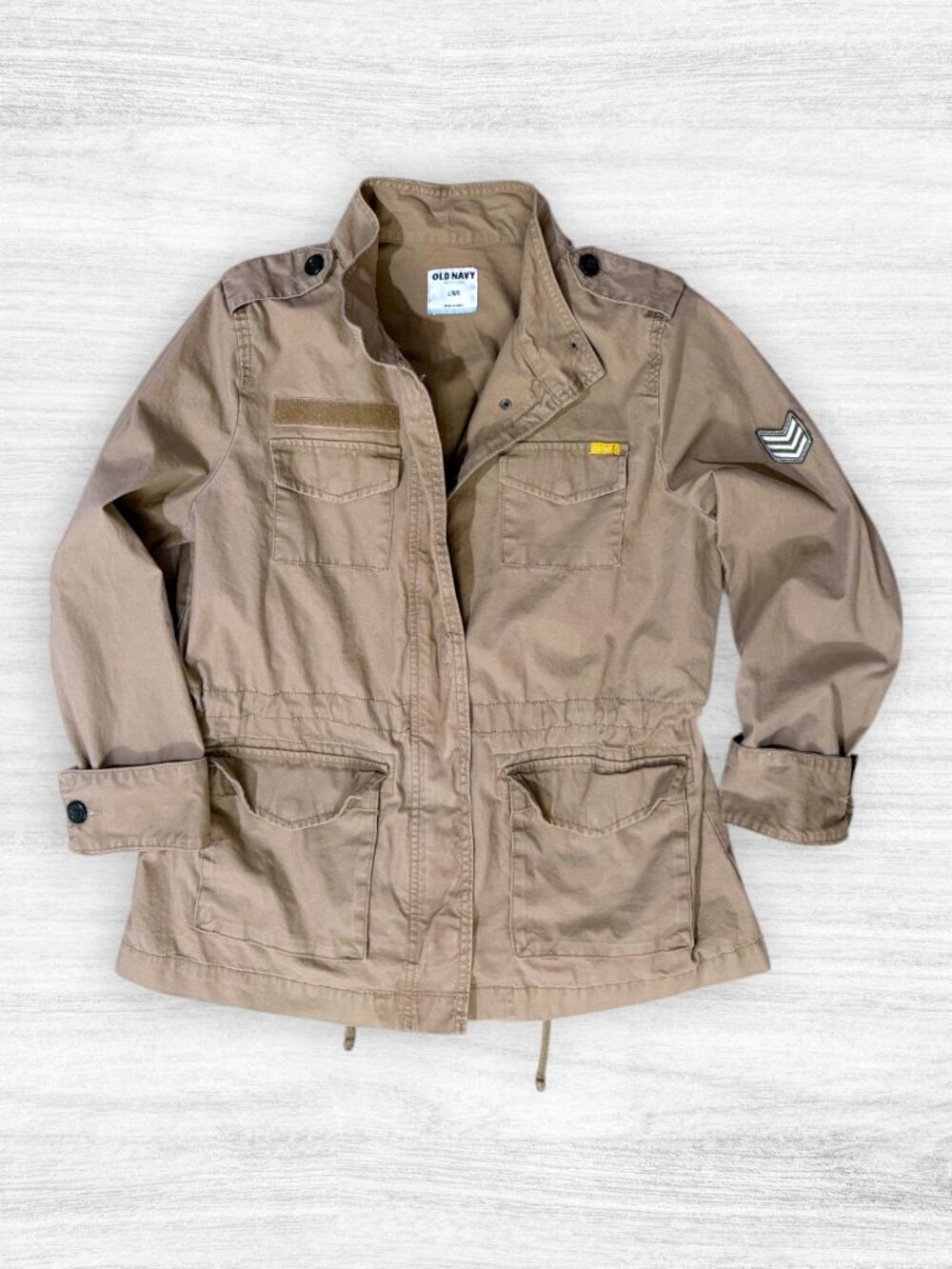 Old Navy Utility Military Jacket Tan Lightweight Anorak Cargo Pockets Women L
